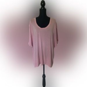 Ellen Tracy Women's T-Shirt Top SZ 3XL Pink Stretch Short Sleeves